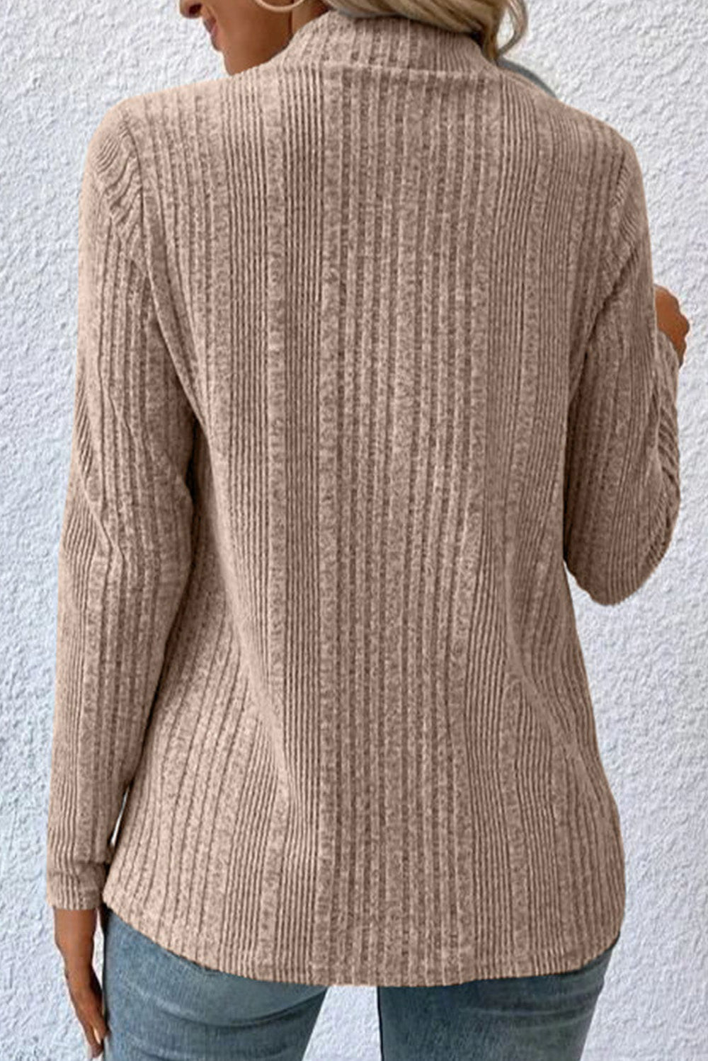 Smoked Gray Asymmetrical Ribbed Knit Cardigans
