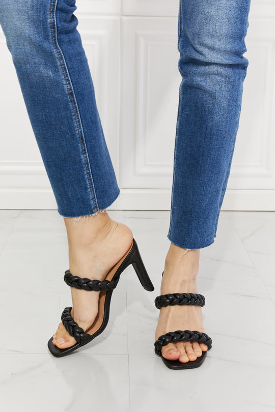 MMShoes In Love Double Braided Block Heel Sandal in Black - BEAUTY COSMOTICS SHOP
