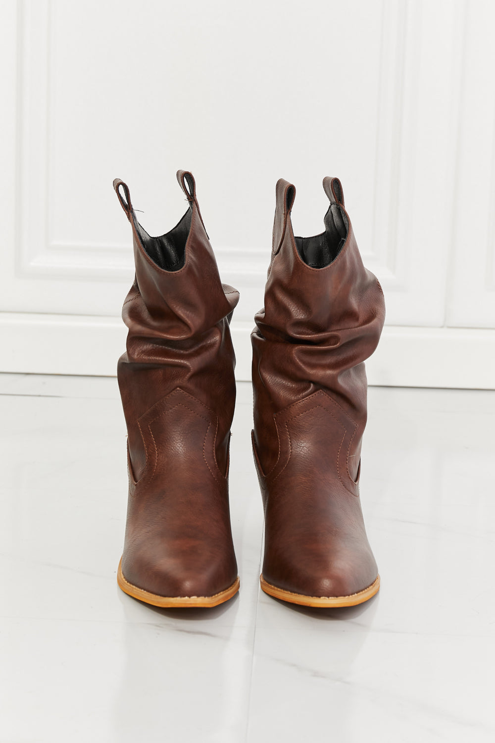 MMShoes Better in Texas Scrunch Cowboy Boots in Brown - BEAUTY COSMOTICS SHOP