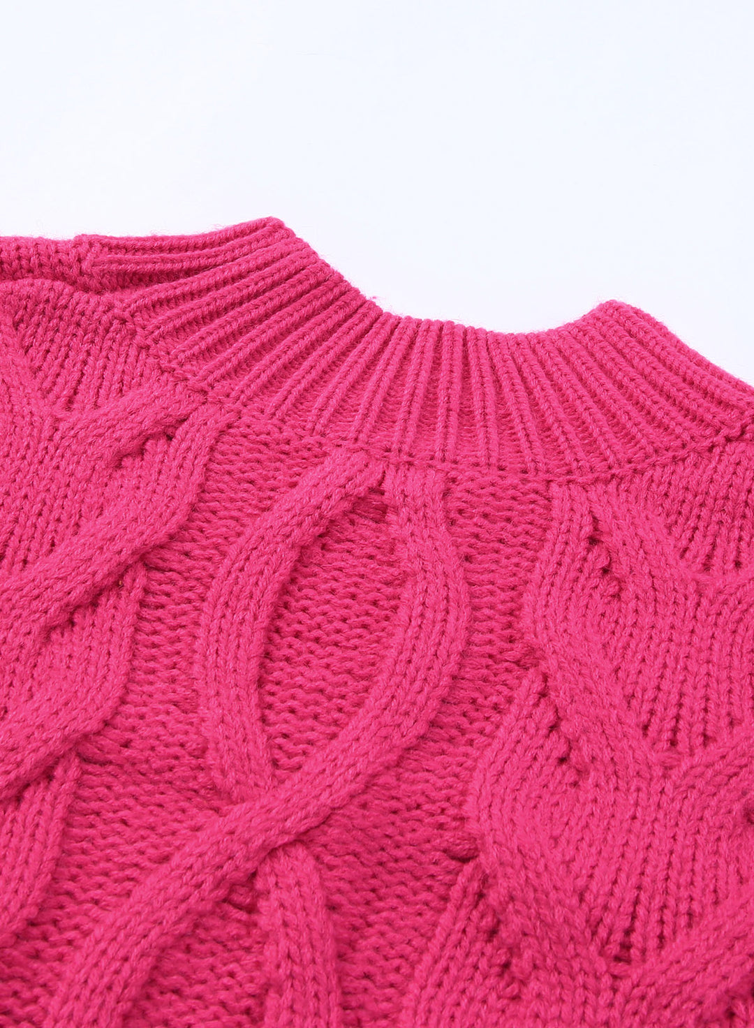 Mixed Knit Fringe Hem Mock Neck Sweater