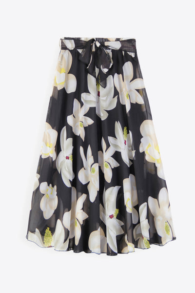 Full Size Floral Tie-Waist Skirt