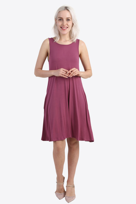 Cutout Scoop Neck Sleeveless Dress with Pockets