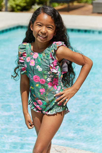 Marina West Swim Bring Me Flowers Mommy & Me V-Neck One Piece Swimsuit Cherry Blossom Forest
