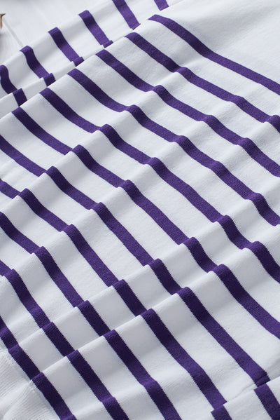 Striped V-Neck Long Sleeve Knit Top