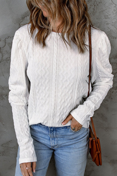 Textured Puff Sleeve Knit Top