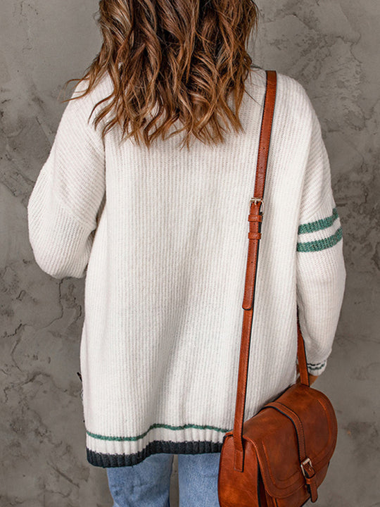 Women's Long Sleeve Colorblock Fashion Sweater Cardigan