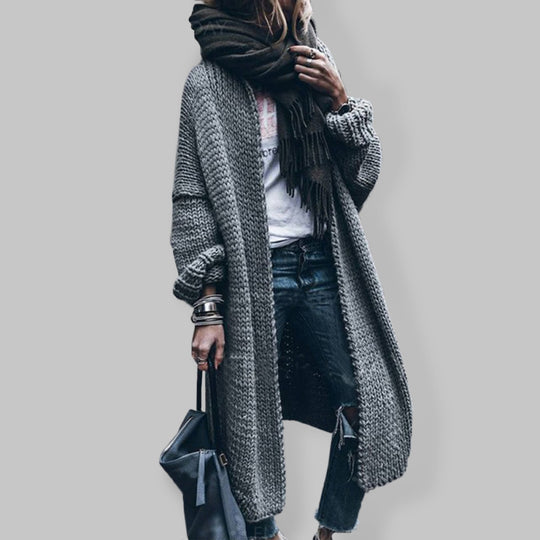 Solid Classic Knit Long Cardigan Sweater