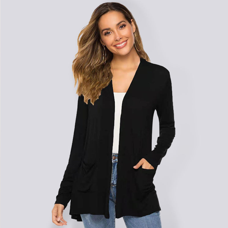 Women's all-match new mid-length long-sleeved cardigan