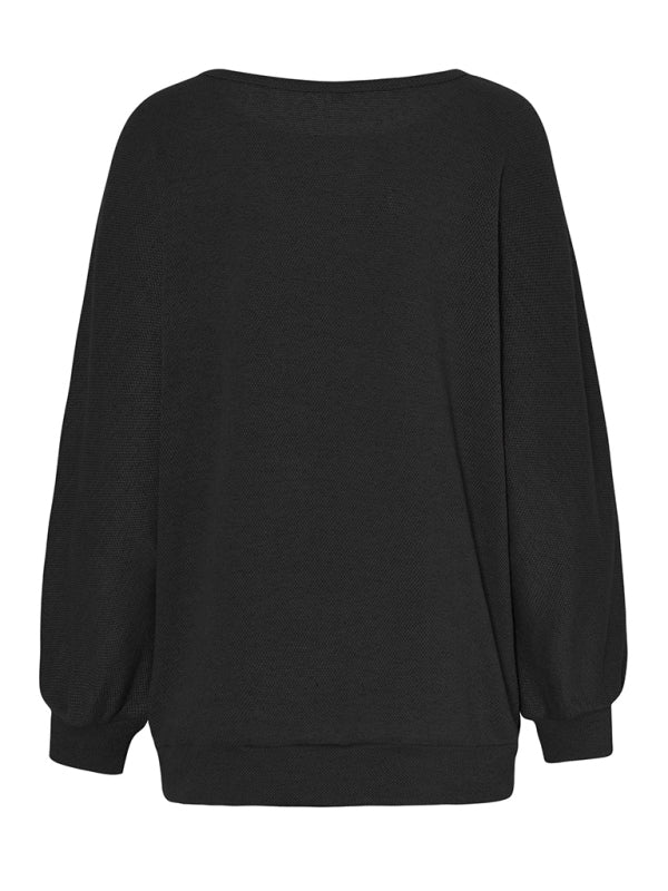 Women's Loose Stitching Color Contrast Line Pullover Sweatshirt