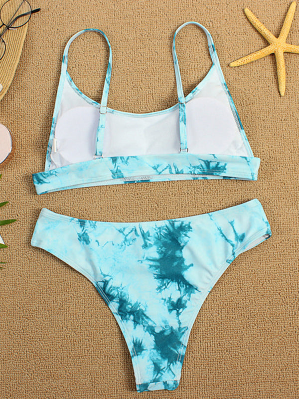 Two-piece swimsuit sexy tie-dye gradient push-up bikini