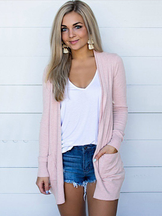 Women's New Tops Long Sleeve Knitted T-Shirt Cardigan