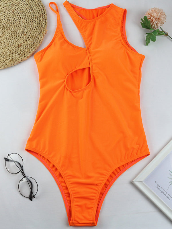 Hollow multicolor one shoulder sexy swimsuit women