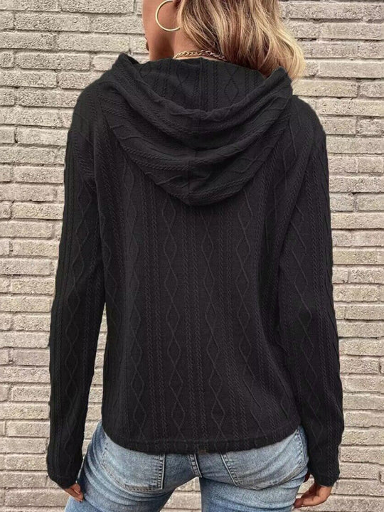 women's long sleeve hooded pullover knitwear top
