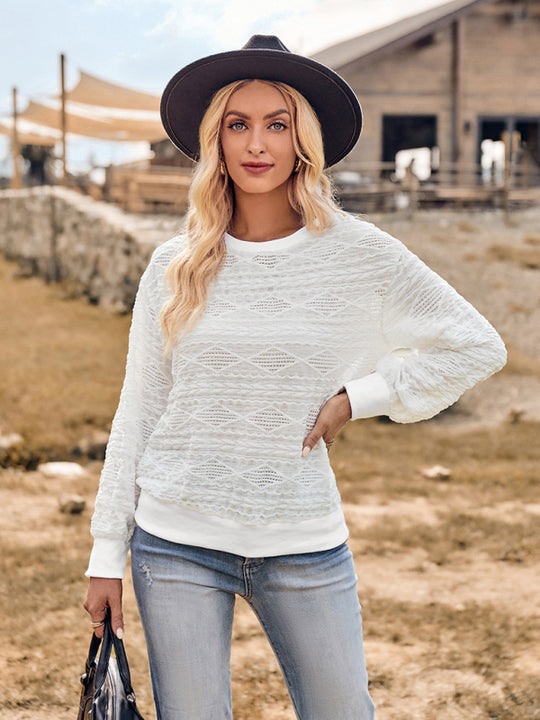 Fashion round neck slim fit long-sleeve knitted top