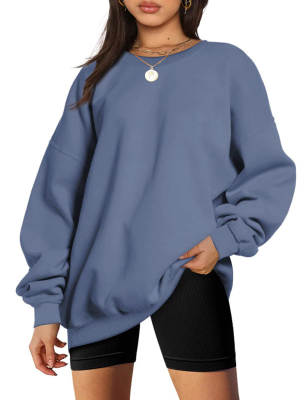 Round neck pullover loose casual velvet sweatshirt