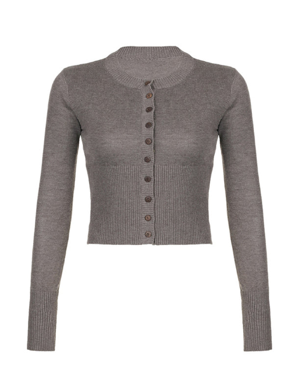 Y2K slim-fitting buttoned woolen cardigan