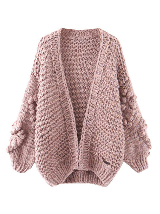 Women's Long Sleeve Thick Knitted Twist Loose Cardigan
