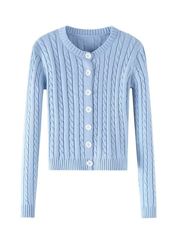 Women's retro twist single-breasted knitted cardigan