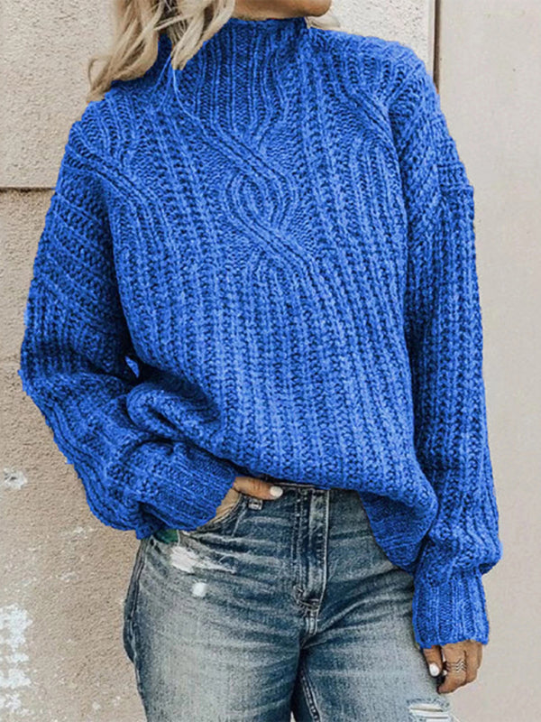 Women's pullover turtleneck twist knitted sweater top