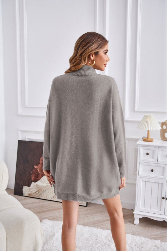 Women's half turtleneck slit pullover sweater