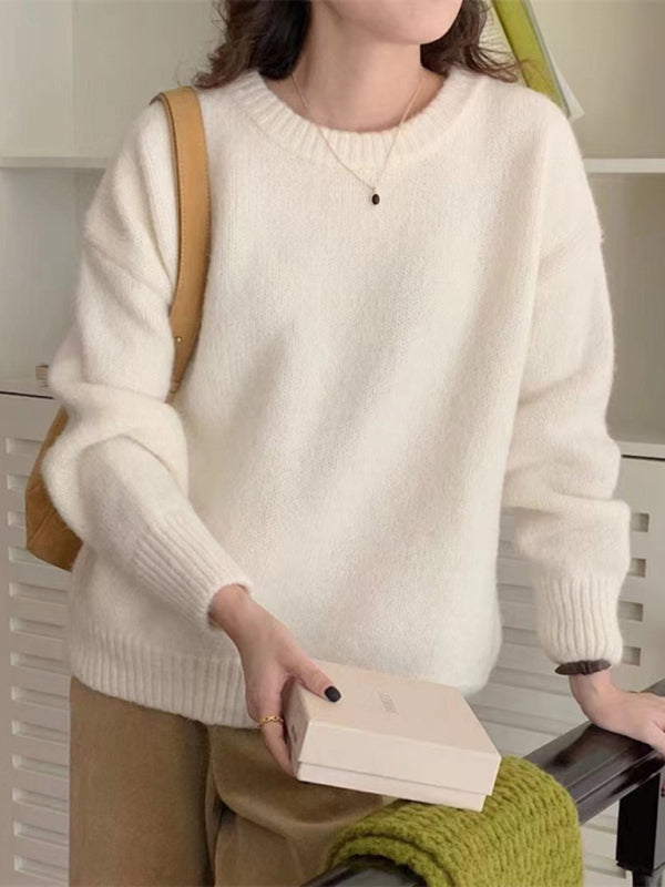 Women's round neck comfortable loose casual sweater