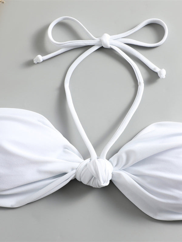 Feminine knot halterneck string bikini