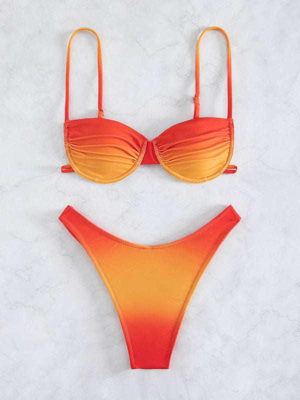 Female sexy suspenders gradient beach bikini