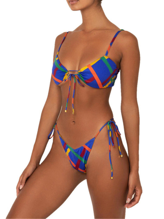 New women's solid color strappy sexy bikini