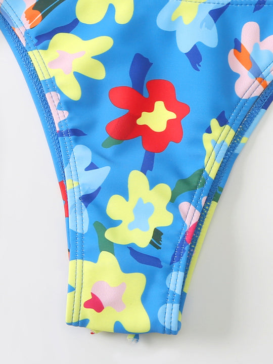 Women's New Bikini Floral Print Beach Strap Swimsuit