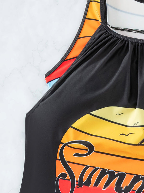 New Fashion Beach Spa Vacation Boxer Vest Sports Contrast Color Swimsuit Suit