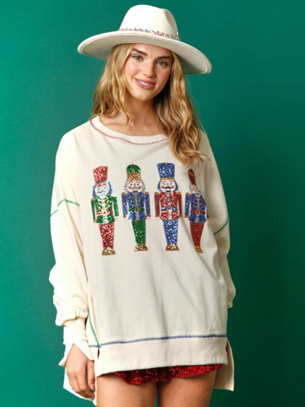 Christmas clothing women's Christmas sequined sweatshirt